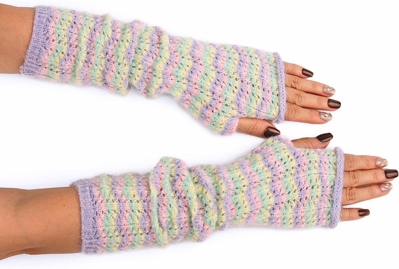 F Flammi Wool Blended Arm Warmer Winter Novetly Fingerless Gloves Knit Mitten Gloves Wrist Warmer for Women - Image 3
